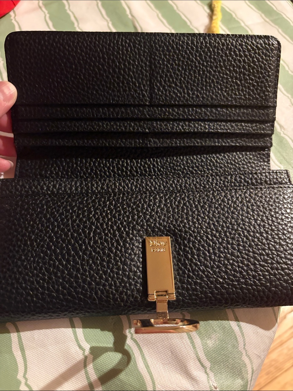 Classic Dior Black Textured Leather Wallet with Gold 'D' Hardware - Picture 3 of 5